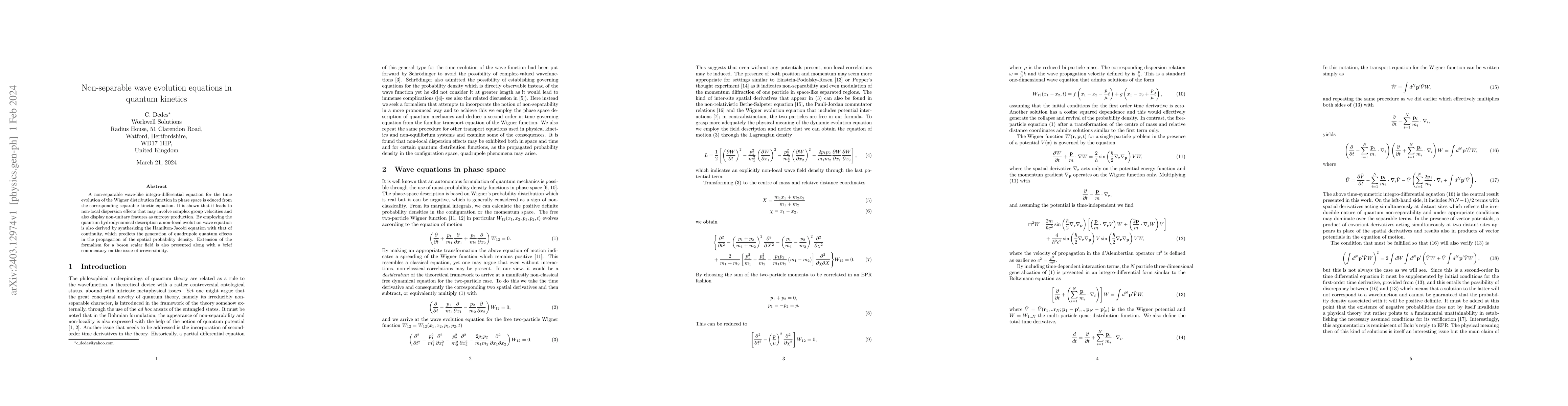 Thumbnail for Non-separable wave evolution equations in quantum kinetics