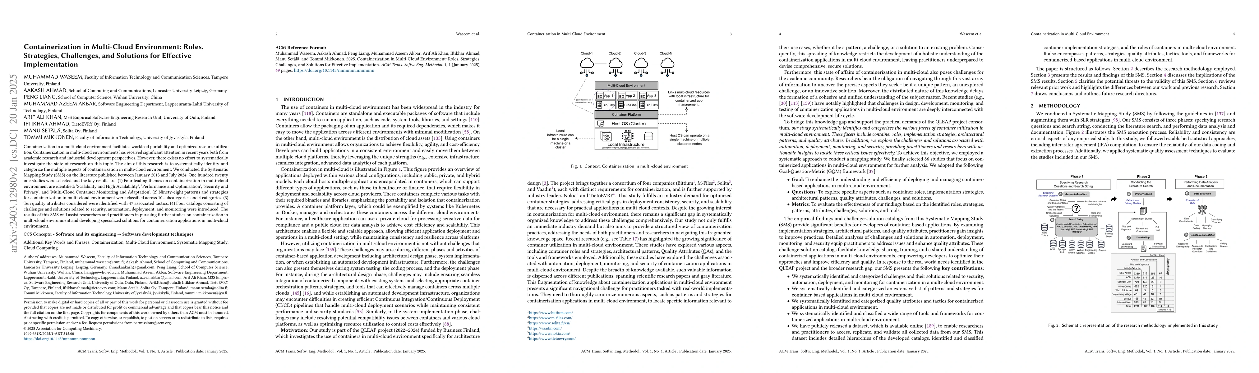 Thumbnail for Containerization in Multi-Cloud Environment: Roles, Strategies,
  Challenges, and Solutions for Effective Implementation