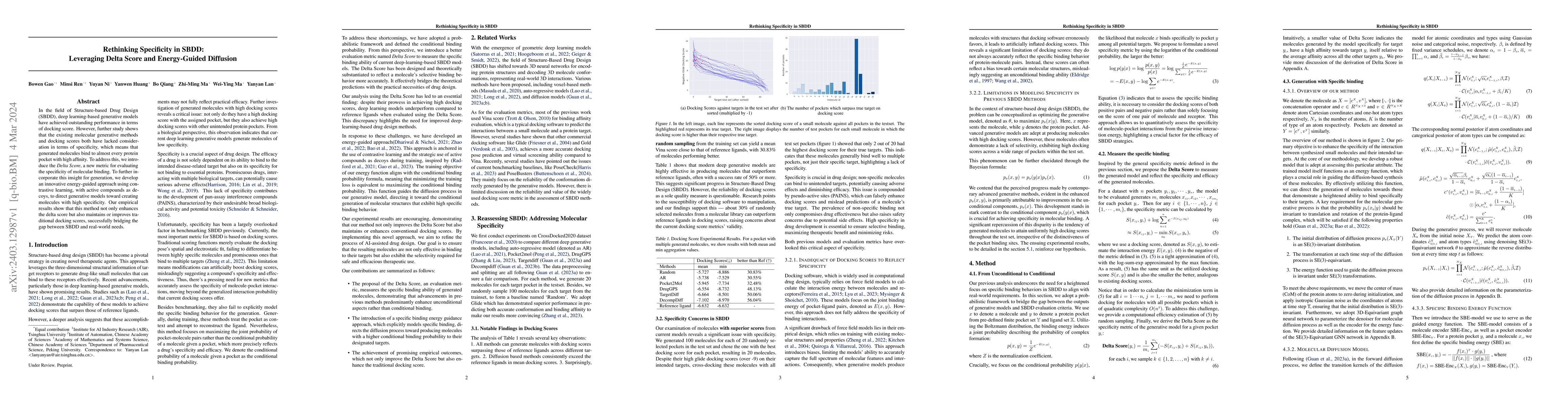 Thumbnail for Rethinking Specificity in SBDD: Leveraging Delta Score and Energy-Guided
  Diffusion