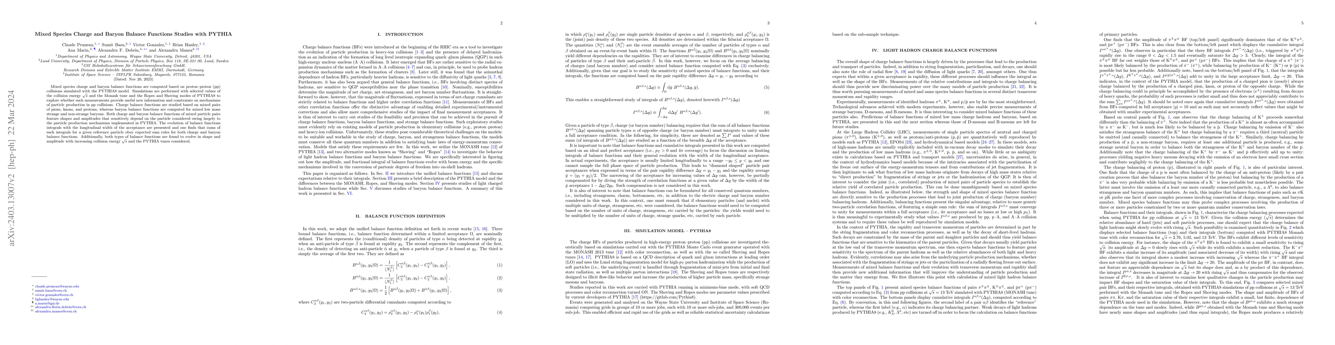 Thumbnail for Mixed Species Charge and Baryon Balance Functions Studies with PYTHIA