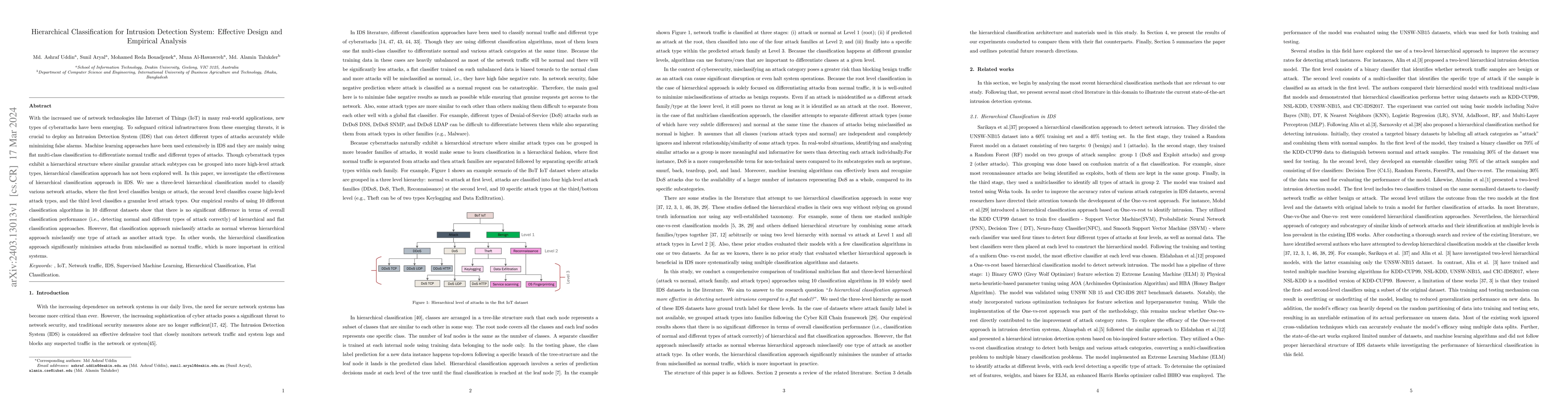 Thumbnail for Hierarchical Classification for Intrusion Detection System: Effective
  Design and Empirical Analysis