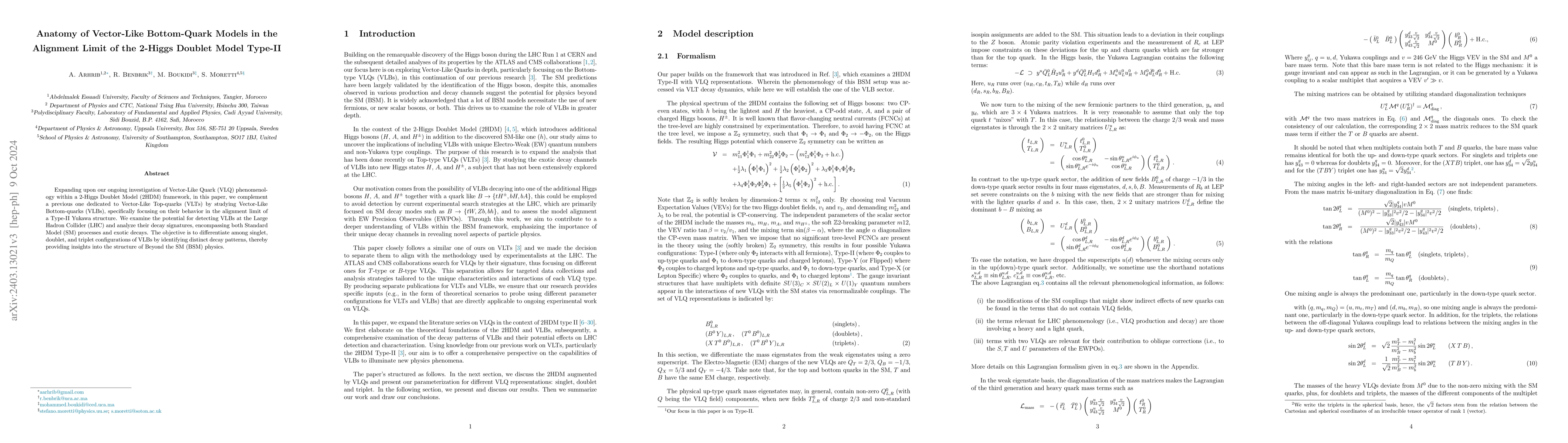 Thumbnail for Anatomy of Vector-Like Bottom-Quark Models in the Alignment Limit of the
  2-Higgs Doublet Model Type-II