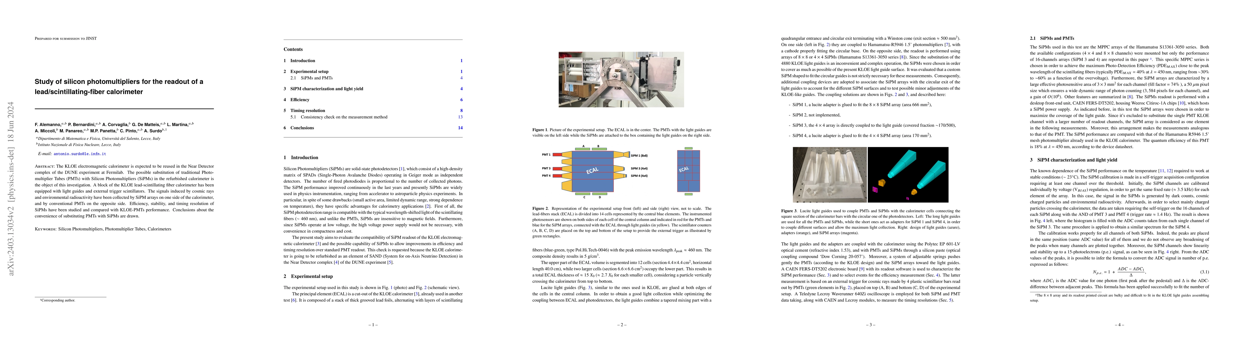 Thumbnail for Study of silicon photomultipliers for the readout of a
  lead/scintillating-fiber calorimeter