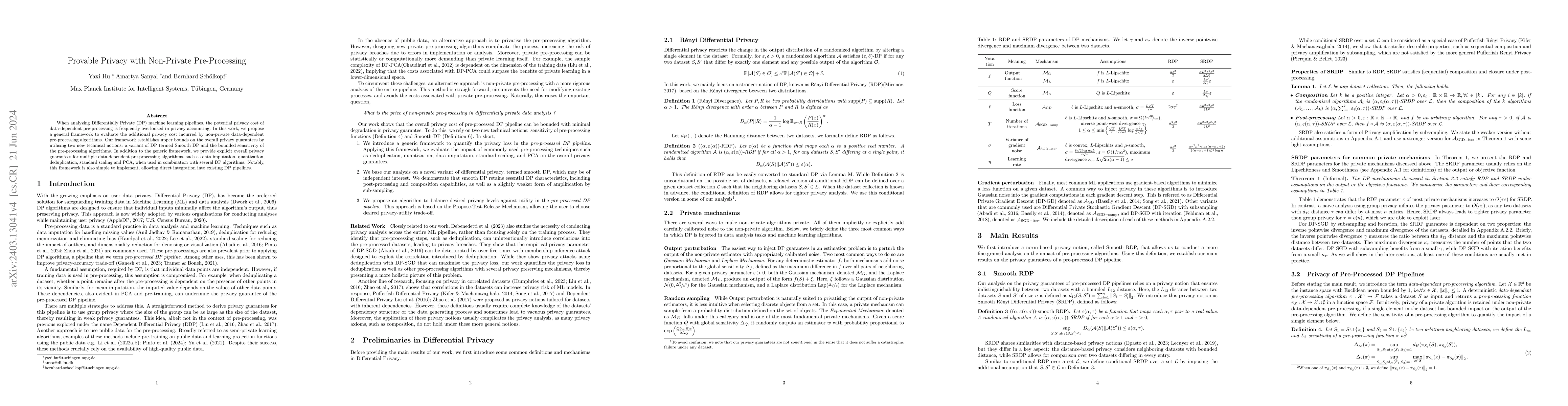 Thumbnail for Provable Privacy with Non-Private Pre-Processing
