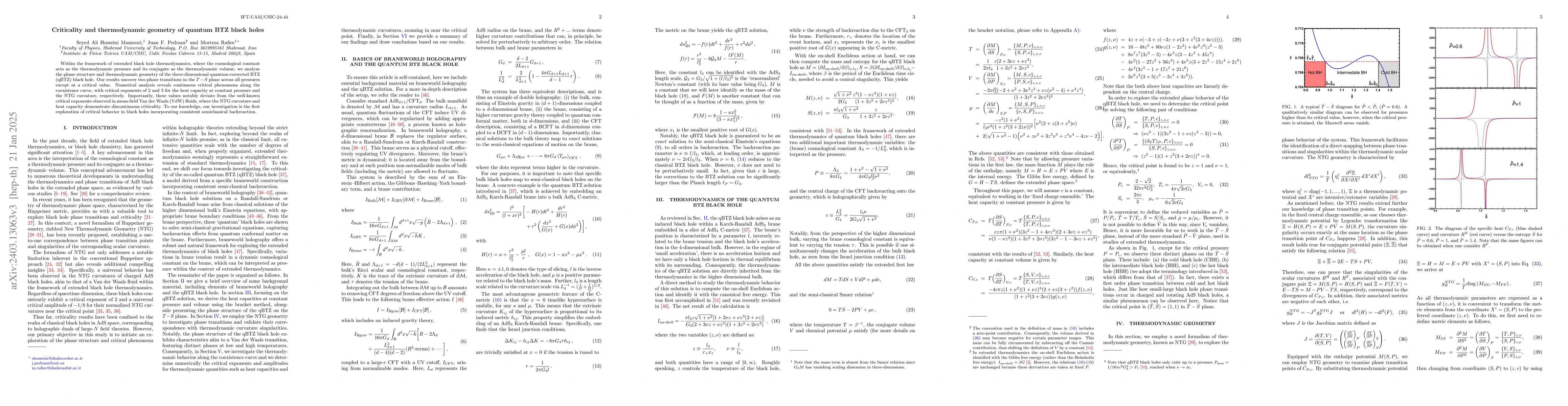 Thumbnail for Criticality and thermodynamic geometry of quantum BTZ black holes