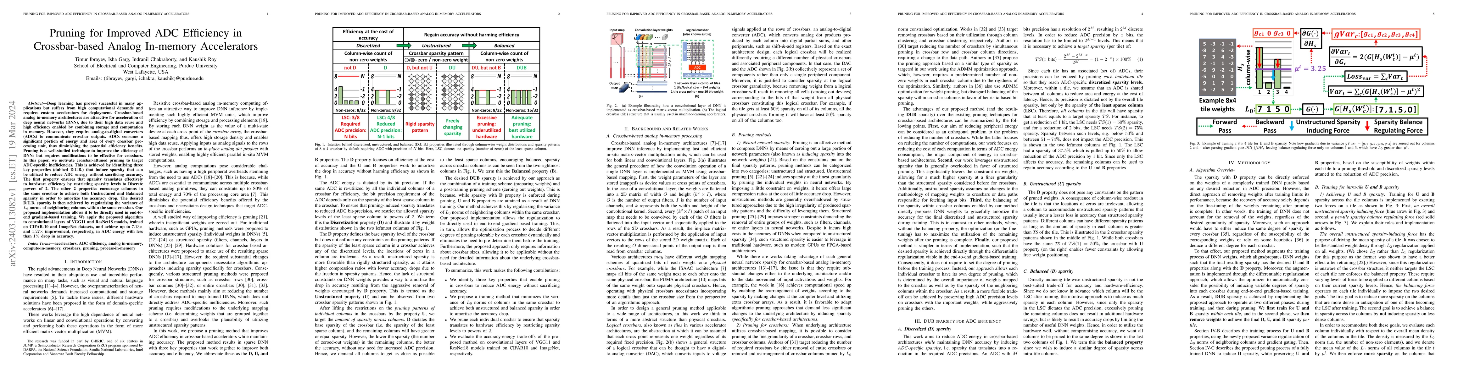 Thumbnail for Pruning for Improved ADC Efficiency in Crossbar-based Analog In-memory
  Accelerators