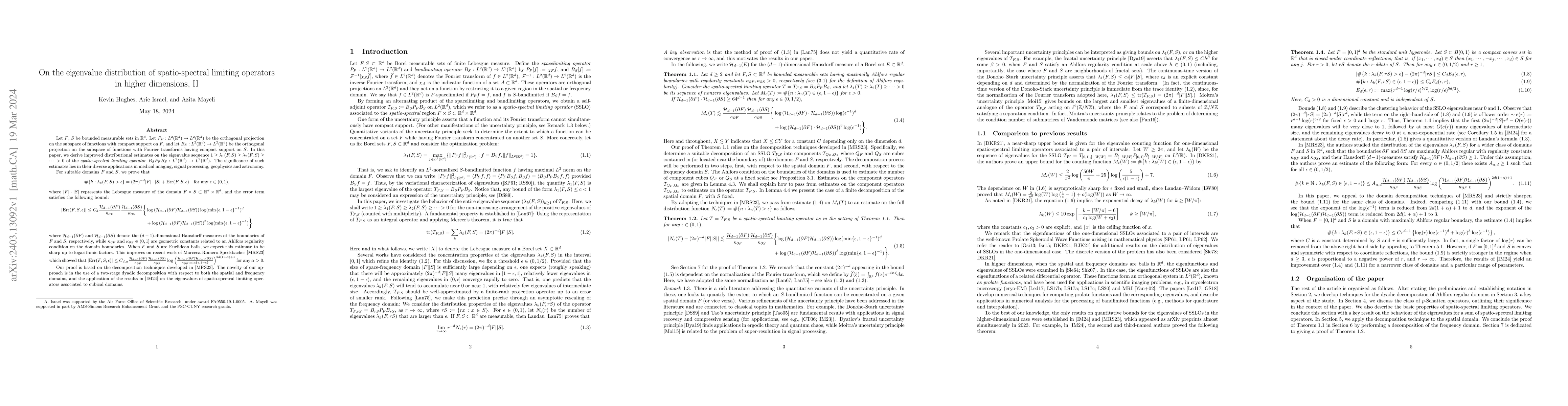 Thumbnail for On the eigenvalue distribution of spatio-spectral limiting operators in
  higher dimensions, II