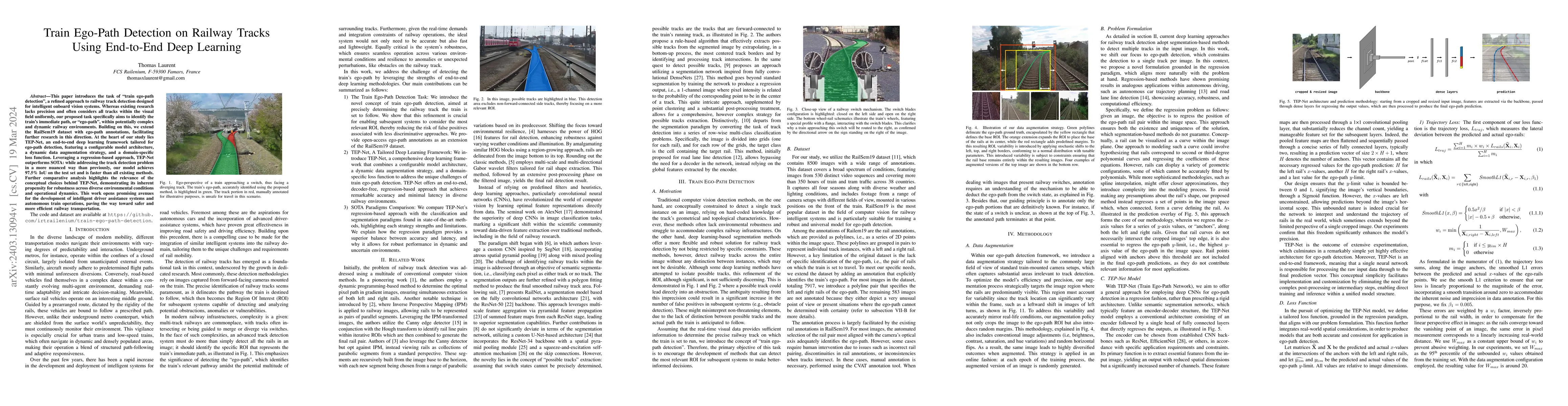 Thumbnail for Train Ego-Path Detection on Railway Tracks Using End-to-End Deep
  Learning