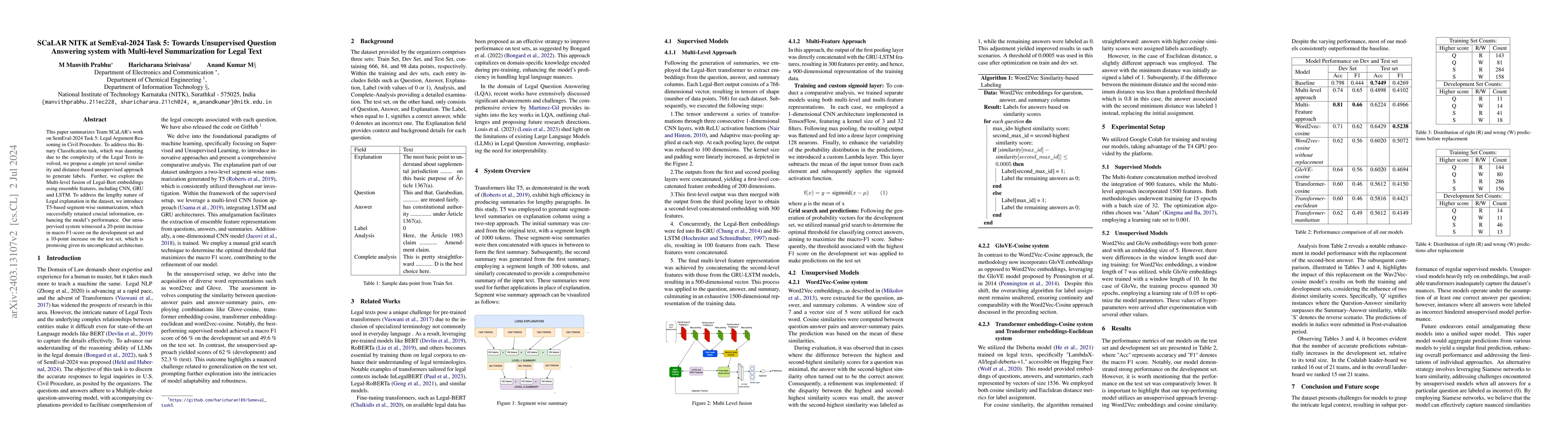 Thumbnail for Towards Unsupervised Question Answering System with Multi-level
  Summarization for Legal Text
