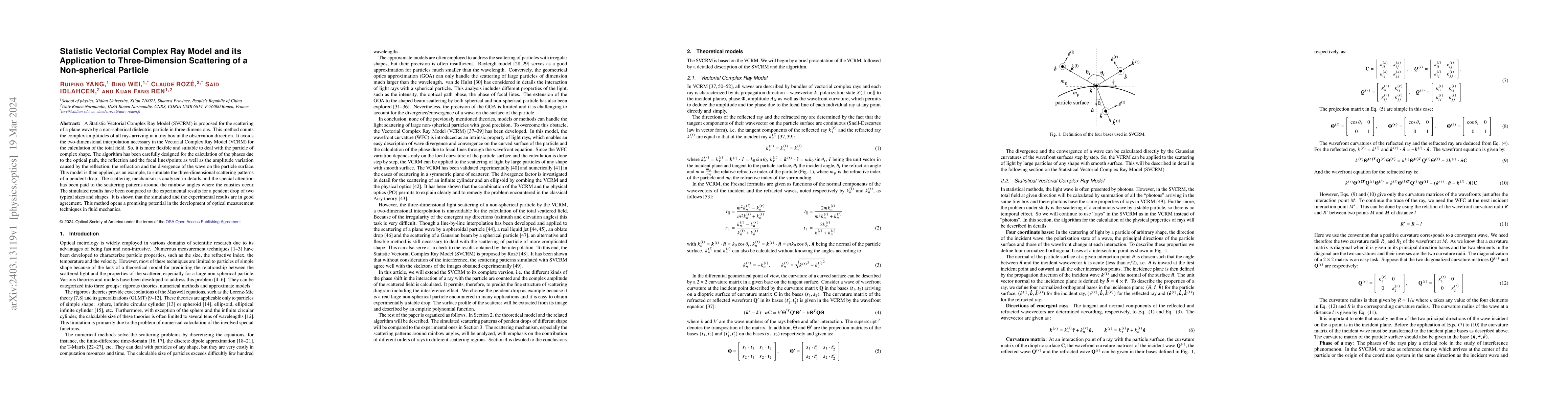 Thumbnail for Statistic Vectorial Complex Ray Model and its Application to
  Three-Dimension Scattering of a Non-spherical Particle