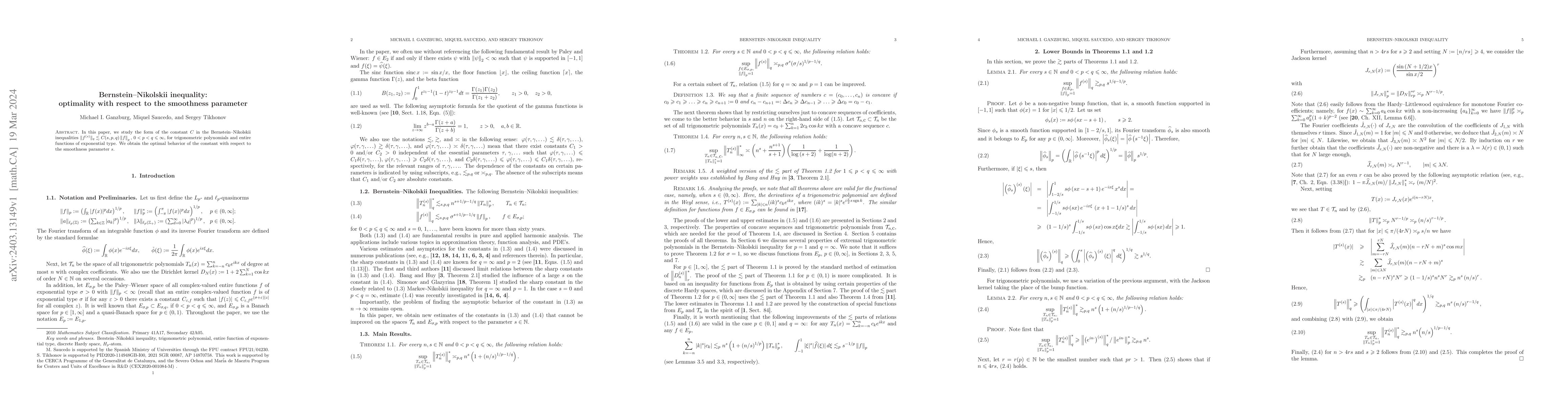 Thumbnail for Bernstein-Nikolskii Inequality: Optimality with Respect to the
  Smoothness Parameter
