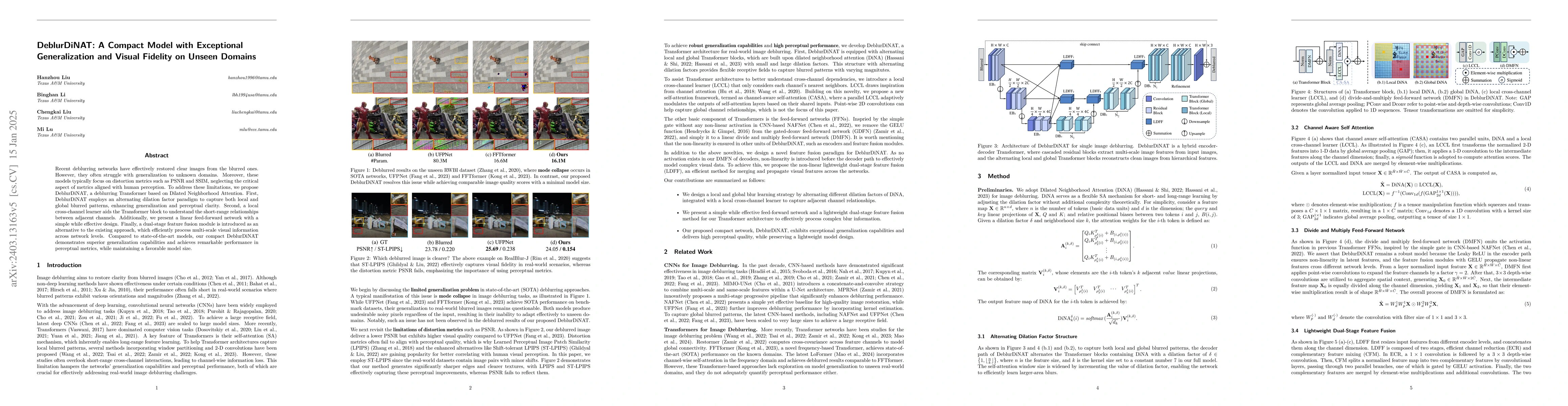 Thumbnail for DeblurDiNAT: A Generalizable Transformer for Perceptual Image Deblurring