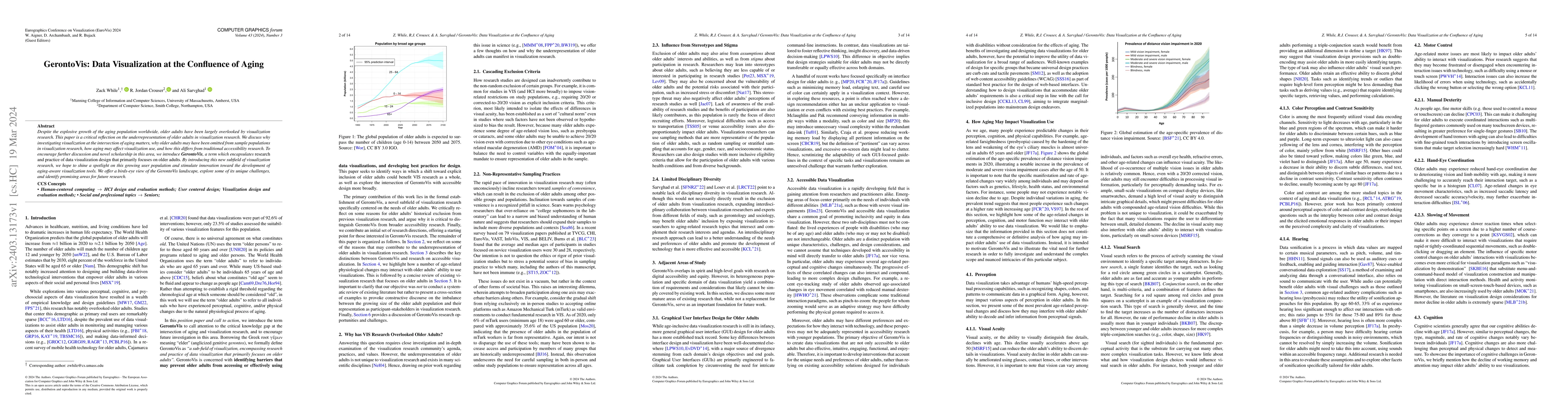 Thumbnail for GerontoVis: Data Visualization at the Confluence of Aging