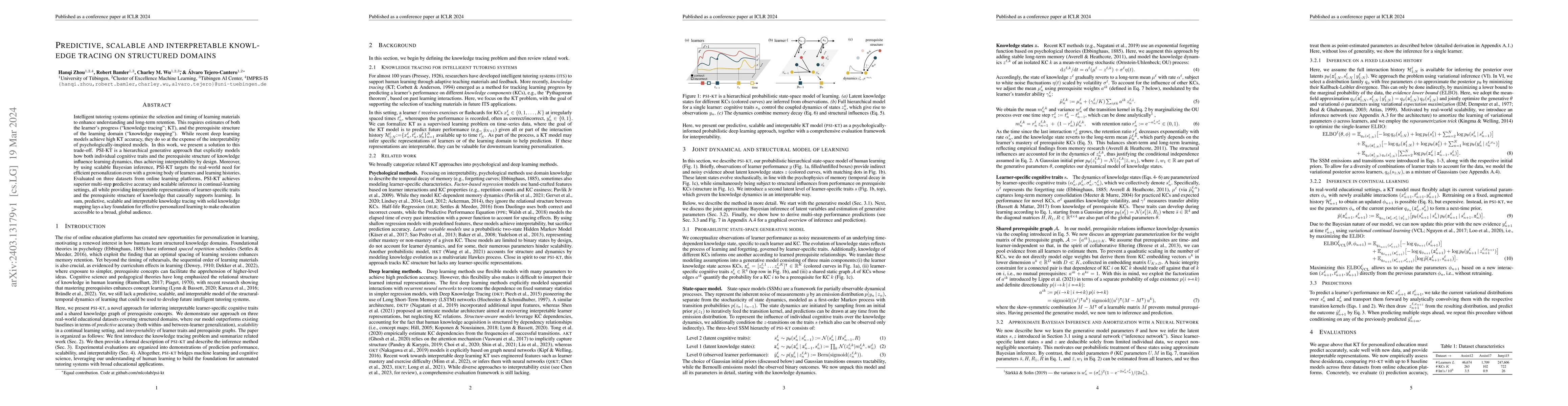 Thumbnail for Predictive, scalable and interpretable knowledge tracing on structured
  domains