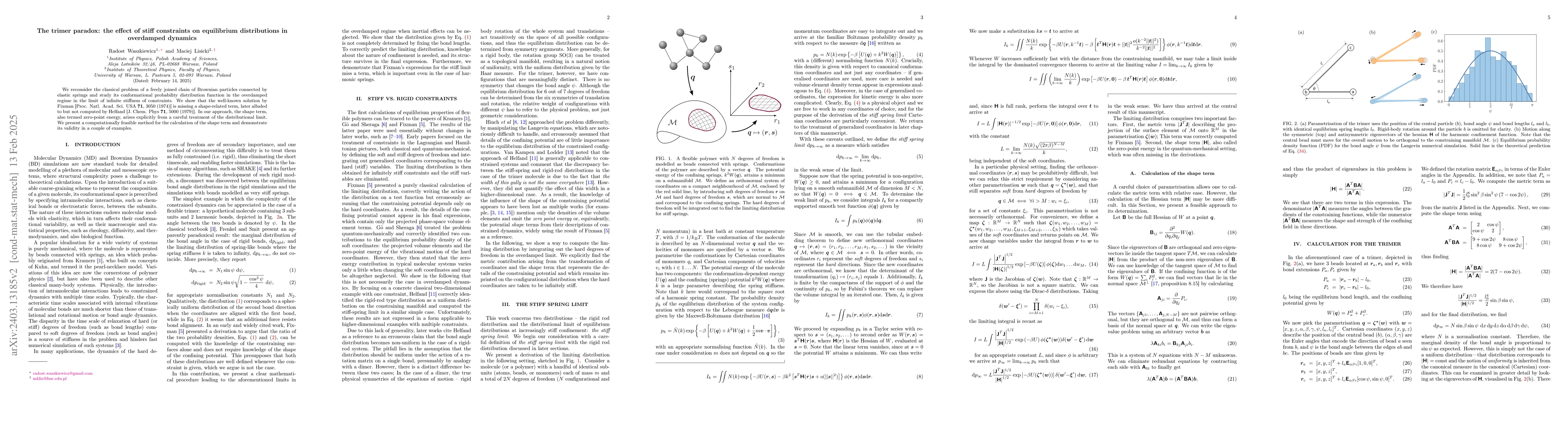 Thumbnail for The trimer paradox: the effect of stiff constraints on equilibrium
  distributions in overdamped dynamics
