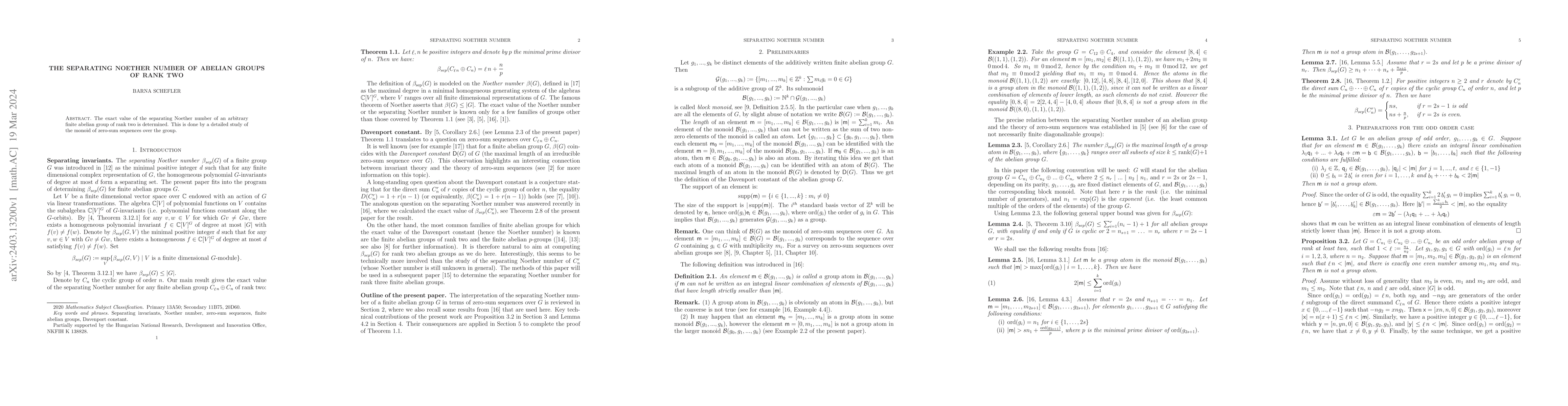 Thumbnail for The separating Noether number of abelian groups of rank two