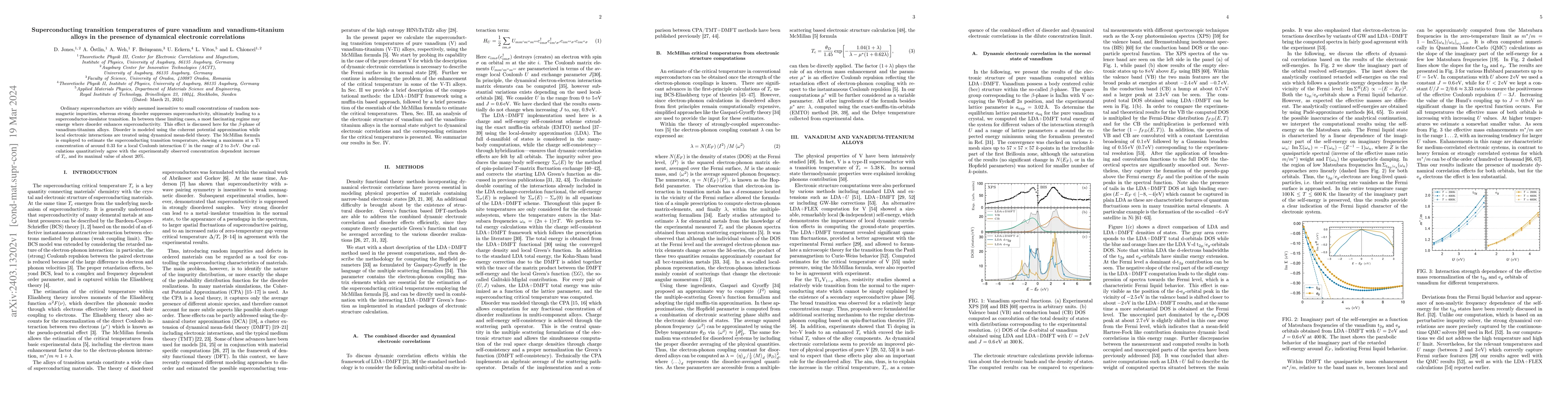 Thumbnail for Superconducting transition temperatures of pure vanadium and
  vanadium-titanium alloys in the presence of dynamical electronic correlations