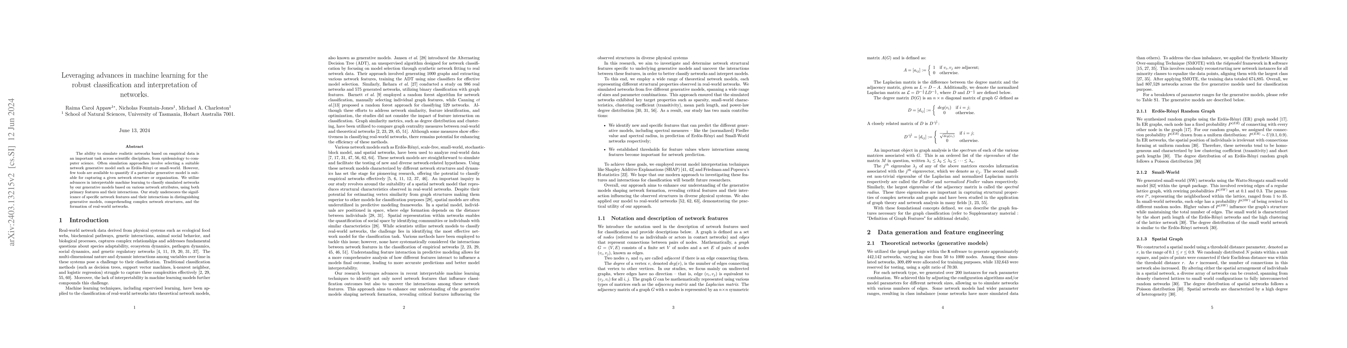 Thumbnail for Leveraging advances in machine learning for the robust classification
  and interpretation of networks