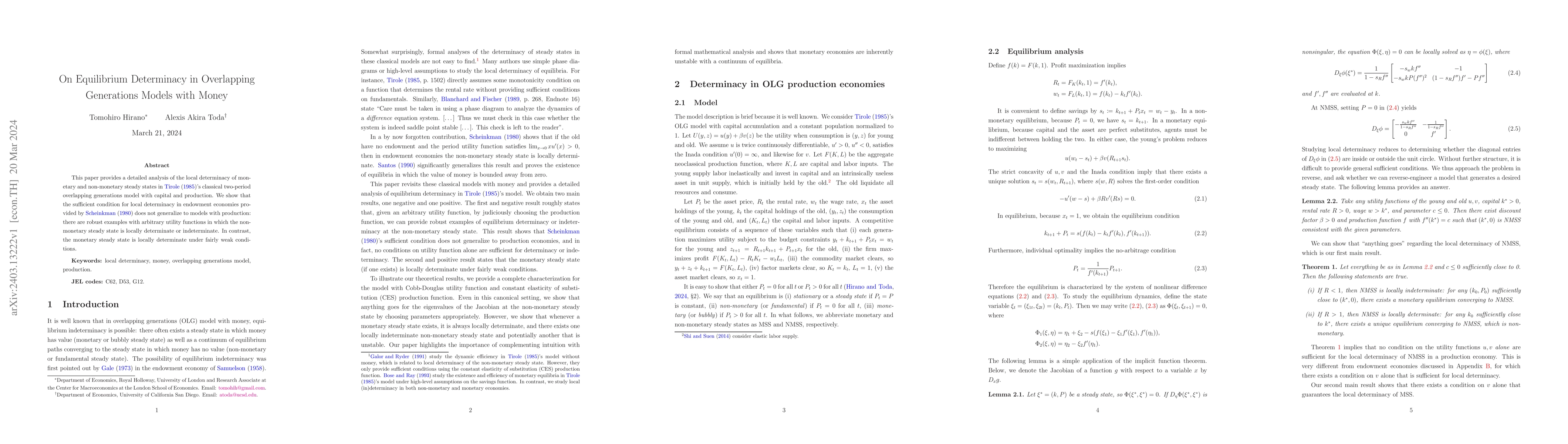 Thumbnail for On Equilibrium Determinacy in Overlapping Generations Models with Money