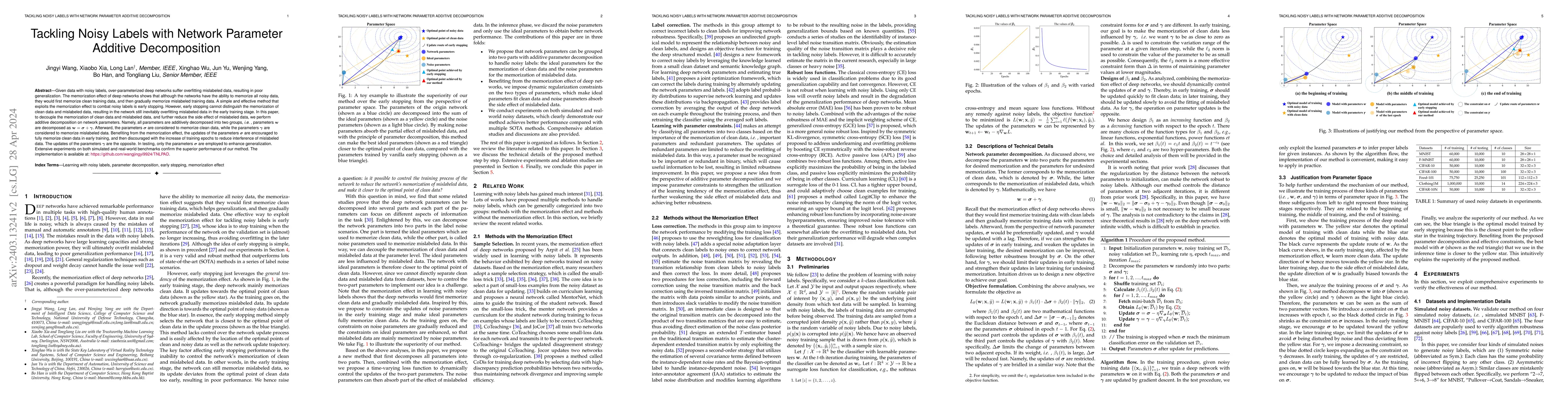 Thumbnail for Tackling Noisy Labels with Network Parameter Additive Decomposition