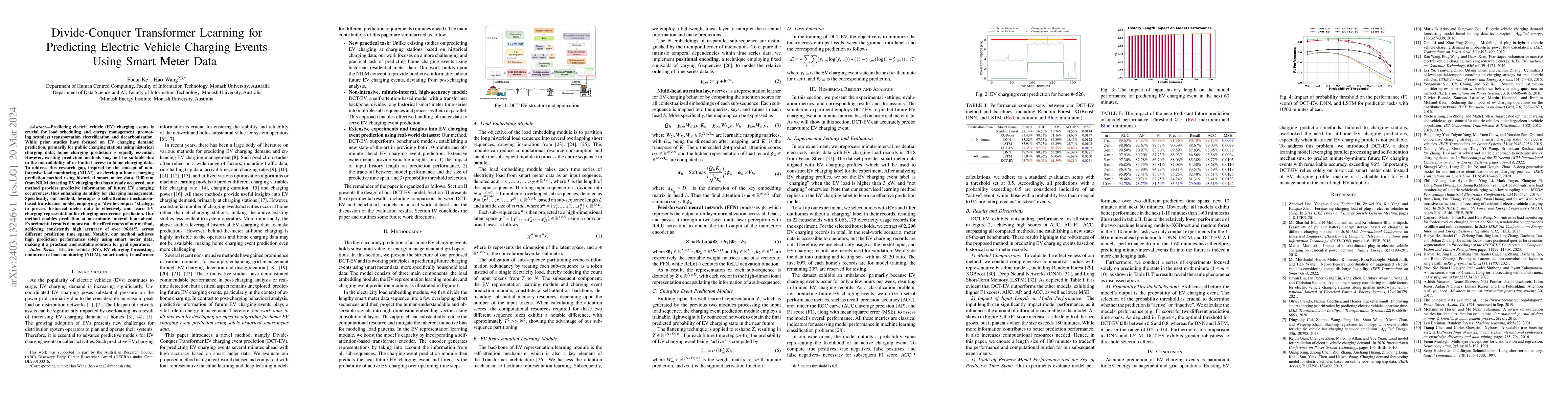 Thumbnail for Divide-Conquer Transformer Learning for Predicting Electric Vehicle
  Charging Events Using Smart Meter Data