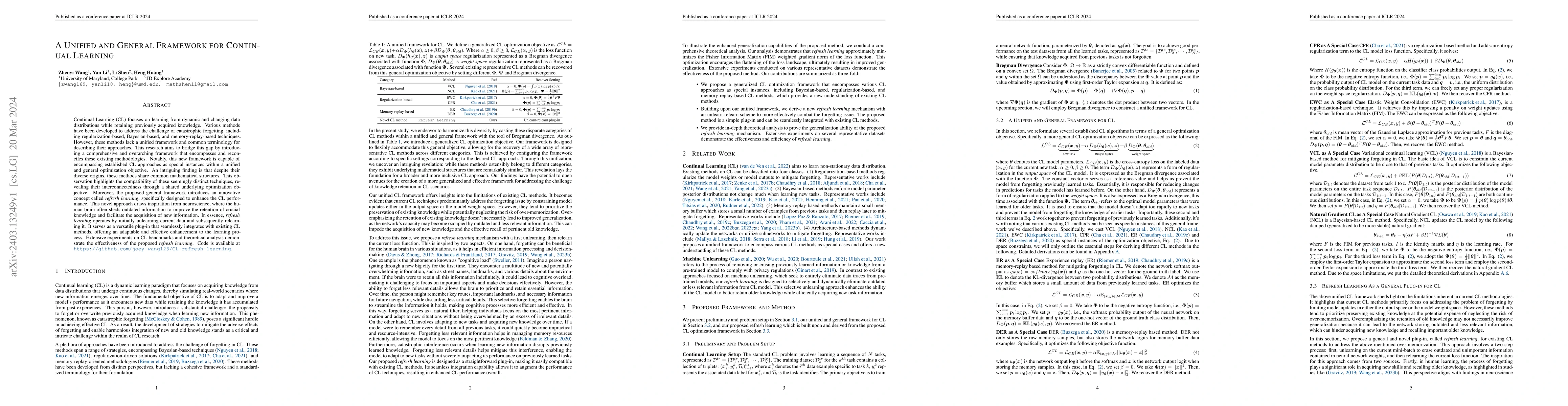 Thumbnail for A Unified and General Framework for Continual Learning