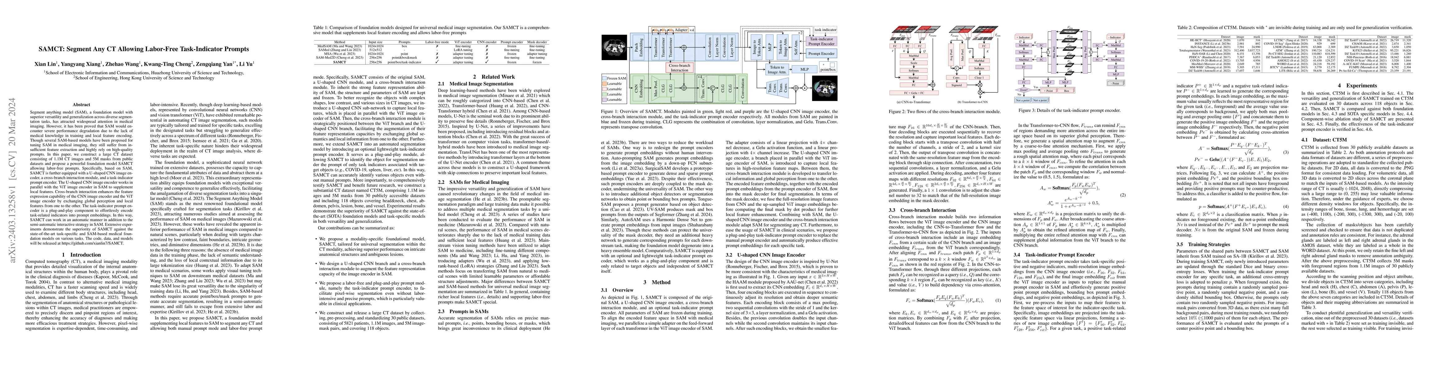 Thumbnail for SAMCT: Segment Any CT Allowing Labor-Free Task-Indicator Prompts