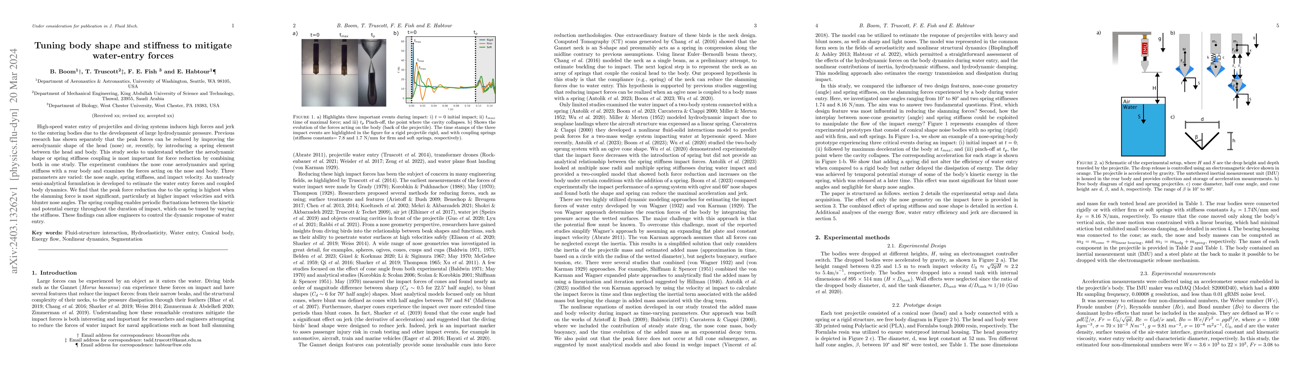 Thumbnail for Tuning body shape and stiffness to mitigate water-entry forces