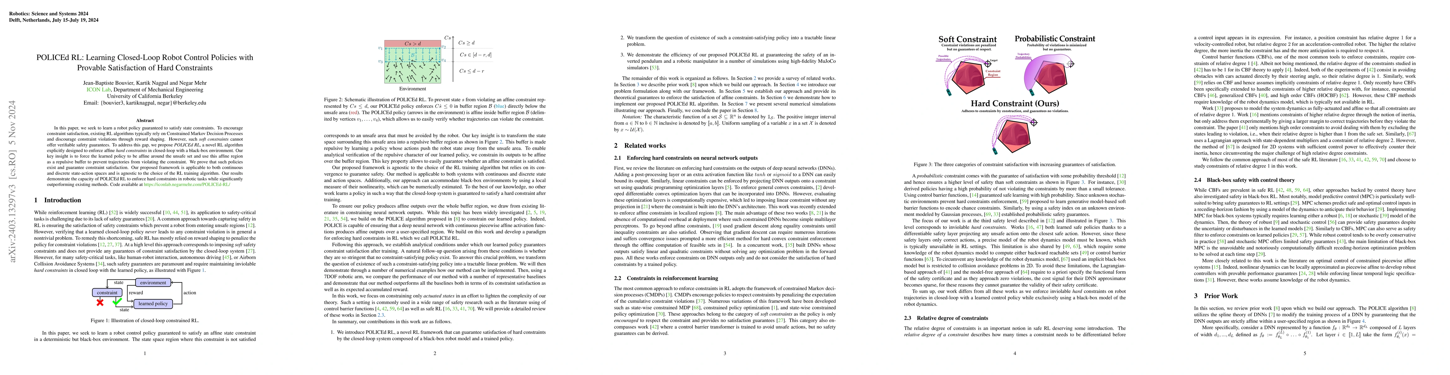 Thumbnail for POLICEd RL: Learning Closed-Loop Robot Control Policies with Provable
  Satisfaction of Hard Constraints