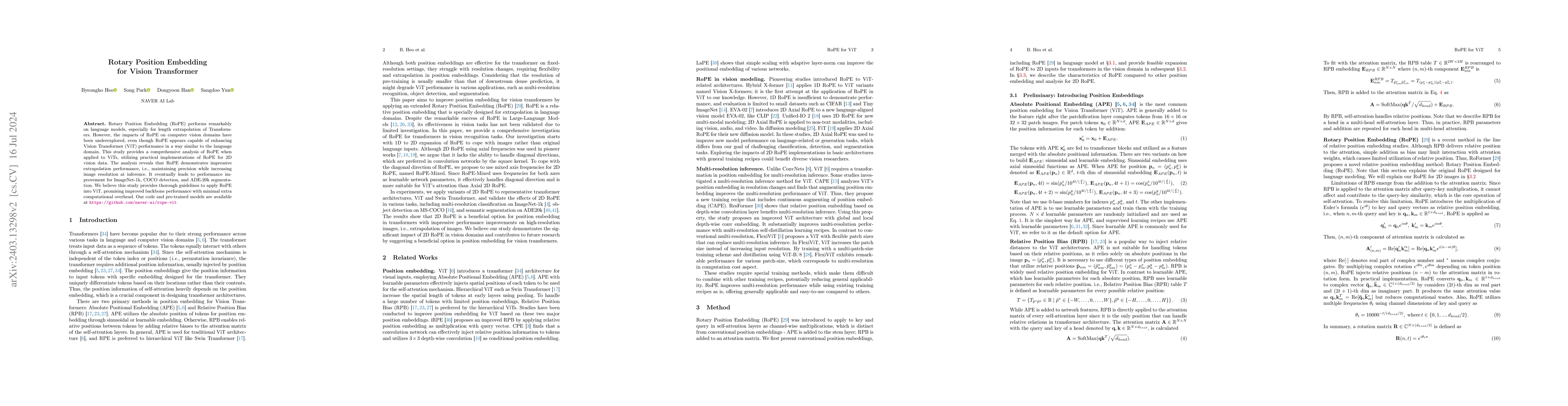 Thumbnail for Rotary Position Embedding for Vision Transformer