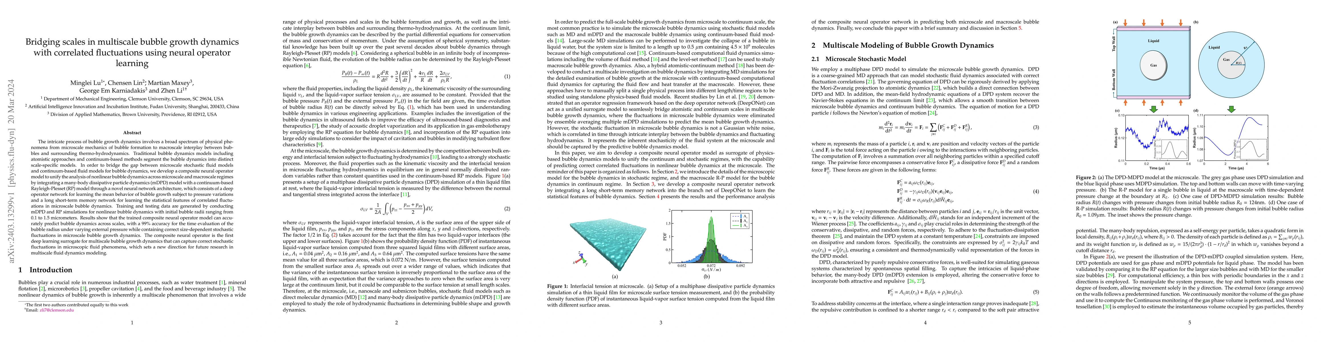 Thumbnail for Bridging scales in multiscale bubble growth dynamics with correlated
  fluctuations using neural operator learning
