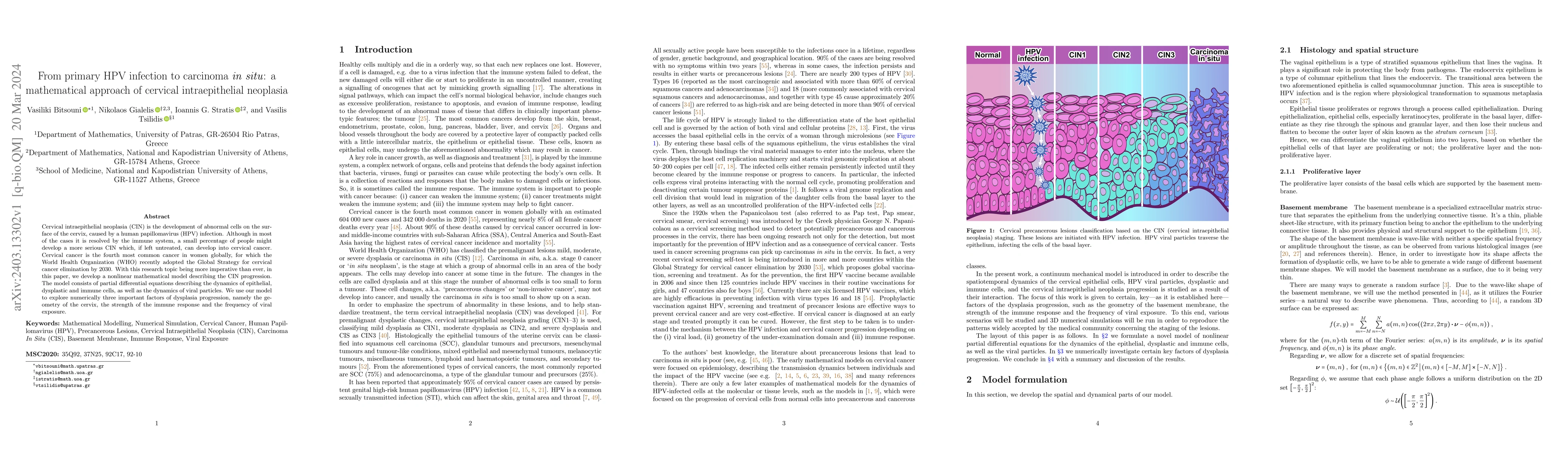 Thumbnail for From primary HPV infection to carcinoma in situ: a mathematical approach
  of cervical intraepithelial neoplasia