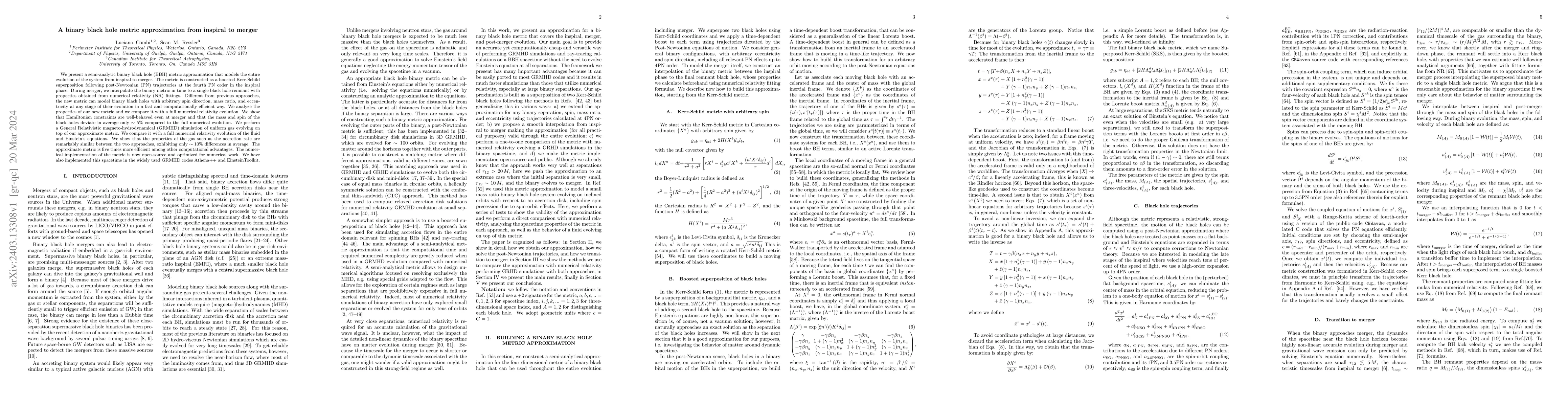 Thumbnail for A binary black hole metric approximation from inspiral to merger