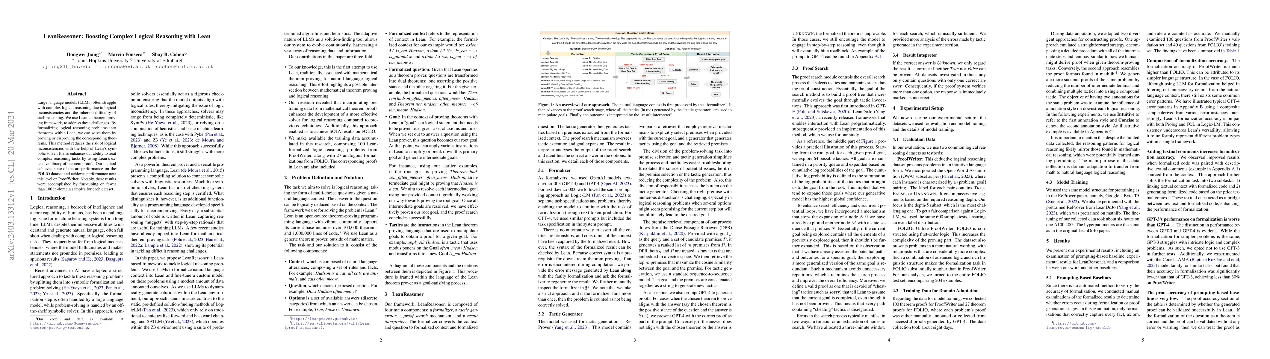 Thumbnail for LeanReasoner: Boosting Complex Logical Reasoning with Lean