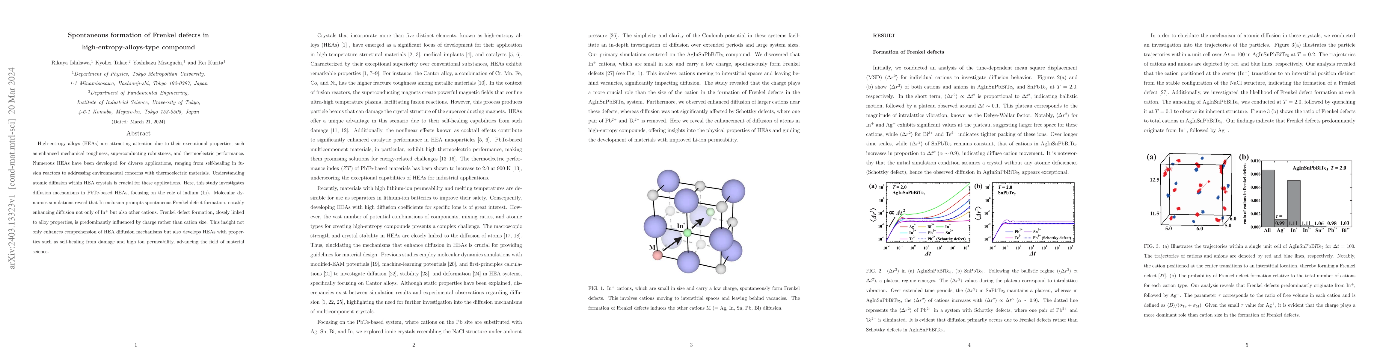 Thumbnail for Spontaneous formation of Frenkel defects in high-entropy-alloys-type
  compound