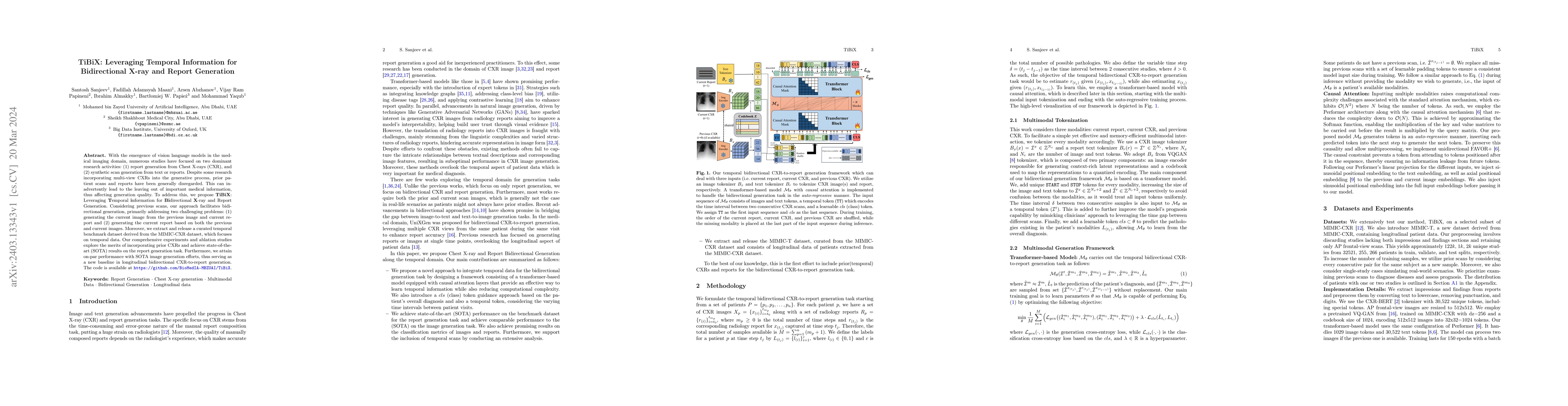 Thumbnail for TiBiX: Leveraging Temporal Information for Bidirectional X-ray and
  Report Generation
