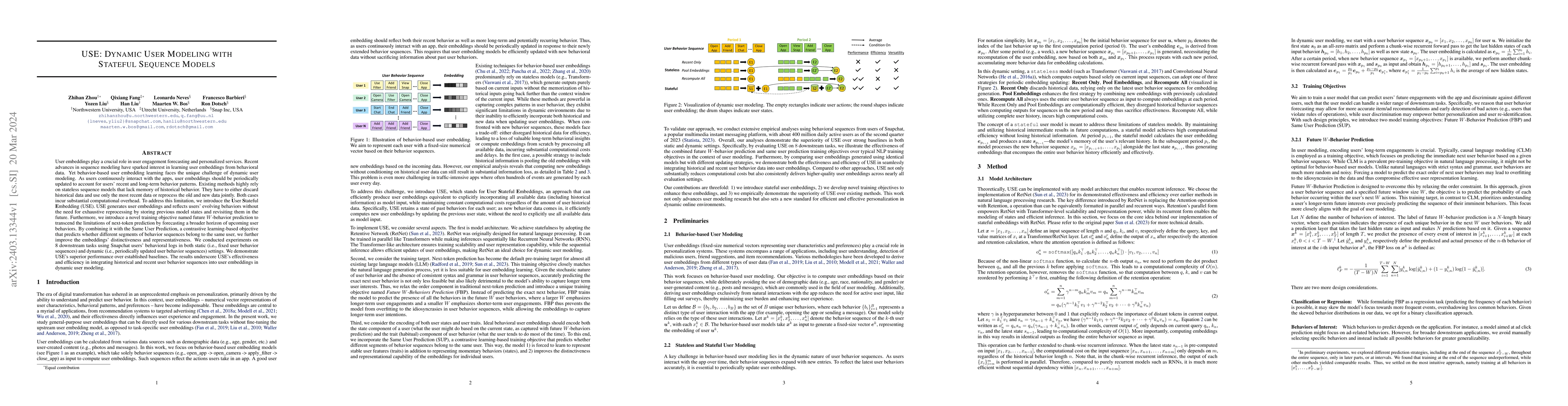 Thumbnail for USE: Dynamic User Modeling with Stateful Sequence Models