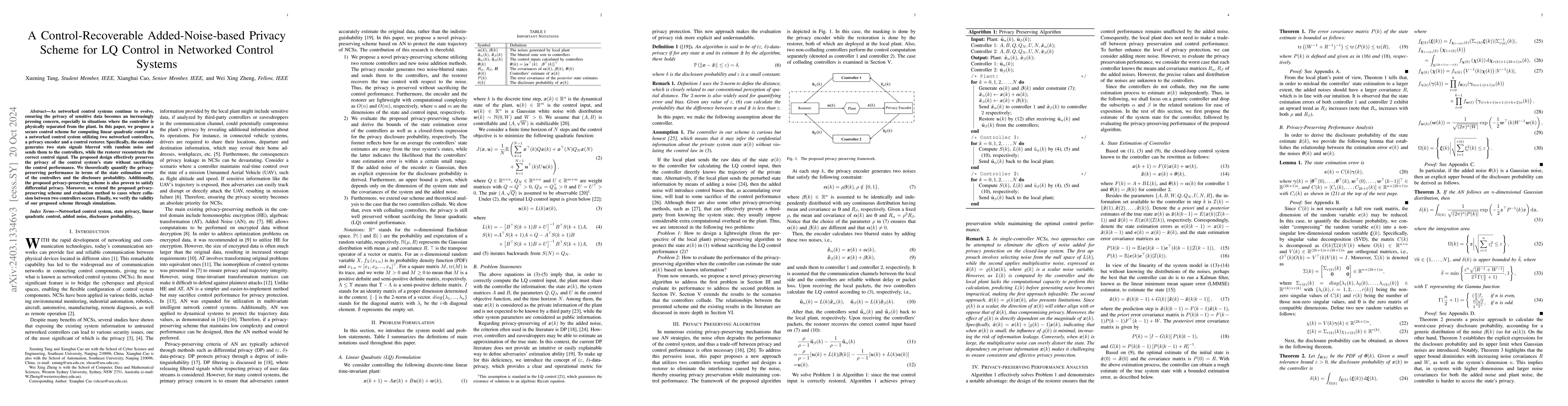Thumbnail for A Control-Recoverable Added-Noise-based Privacy Scheme for LQ Control in
  Networked Control Systems