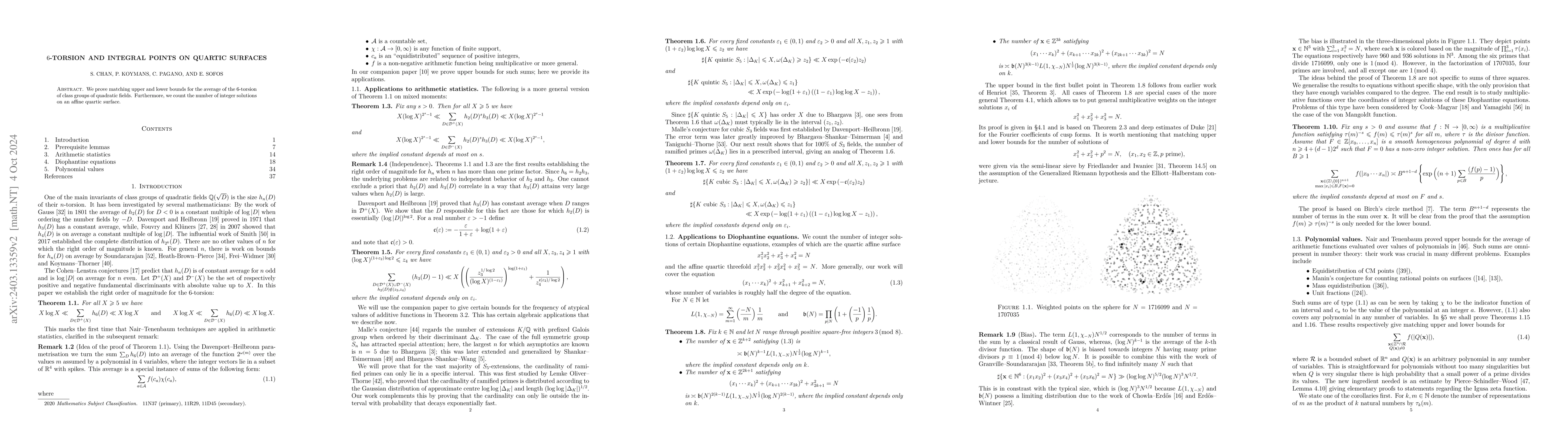 Thumbnail for $6$-torsion and integral points on quartic surfaces