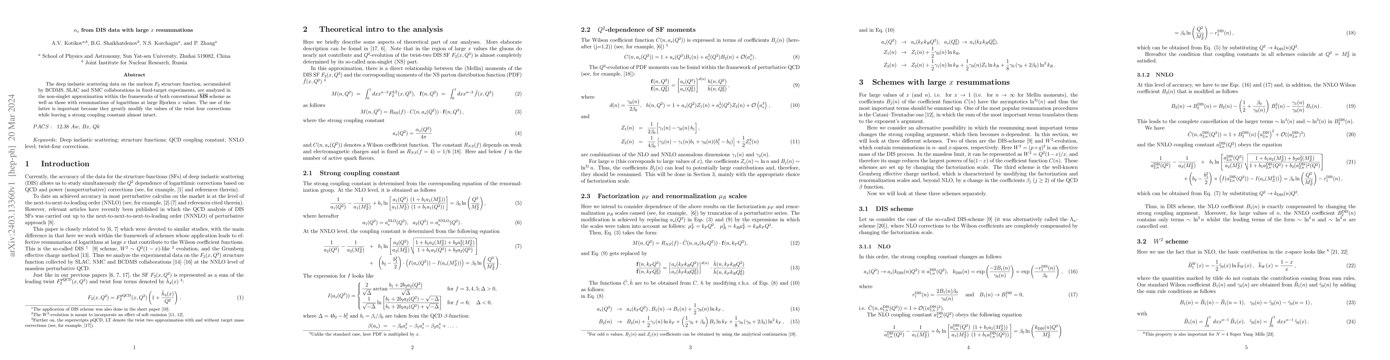 Thumbnail for \alpha_s from DIS data with large $x$ resummations