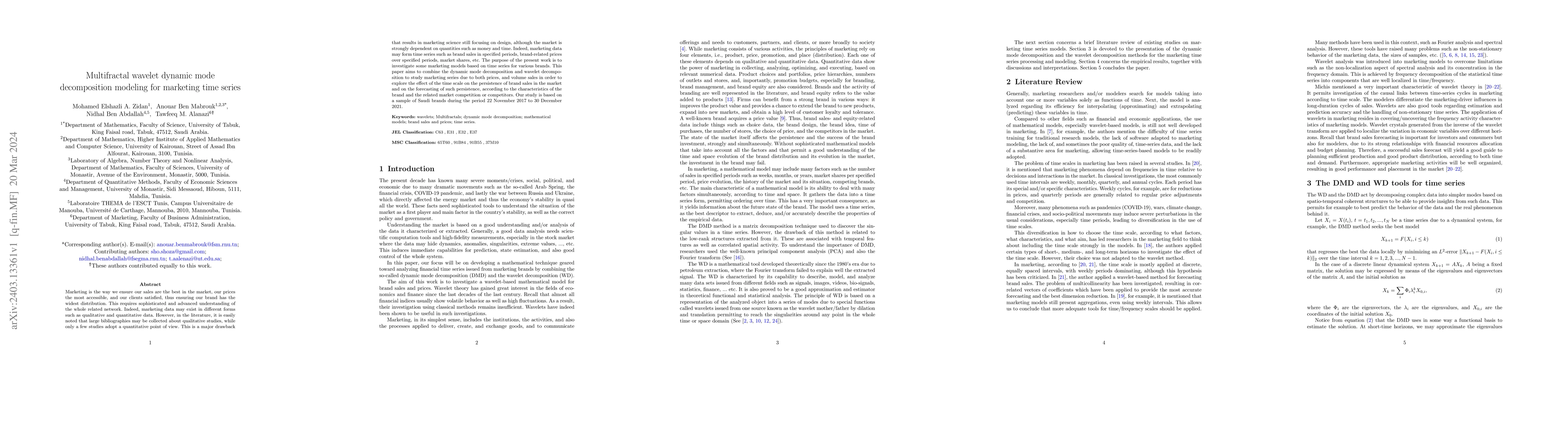 Thumbnail for Multifractal wavelet dynamic mode decomposition modeling for marketing
  time series
