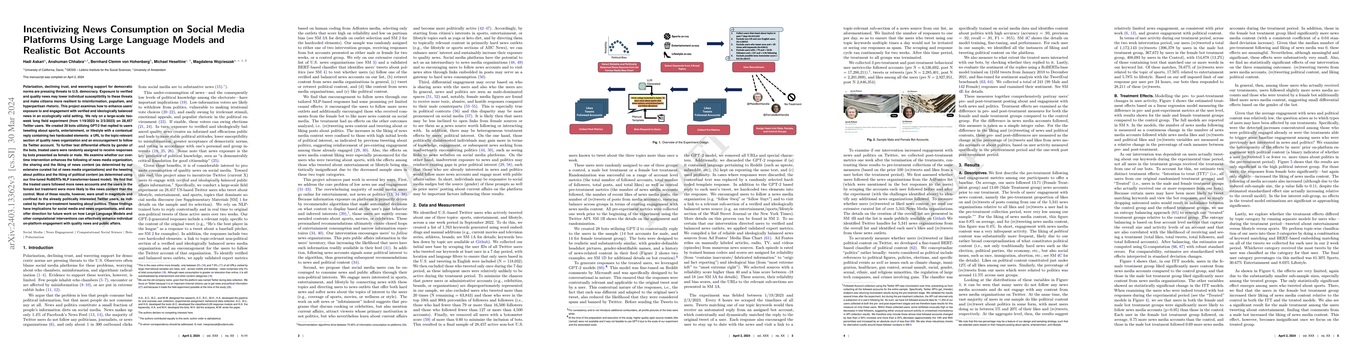 Thumbnail for Incentivizing News Consumption on Social Media Platforms Using Large
  Language Models and Realistic Bot Accounts