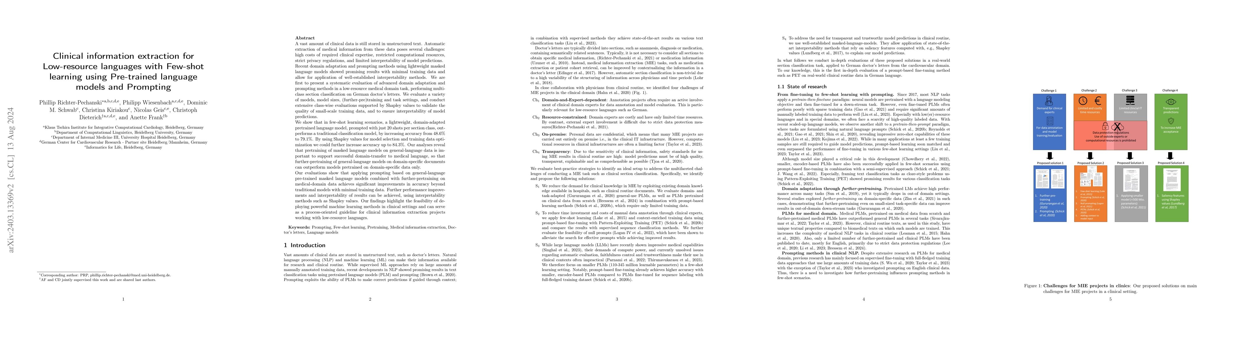 Thumbnail for Clinical information extraction for Low-resource languages with Few-shot
  learning using Pre-trained language models and Prompting