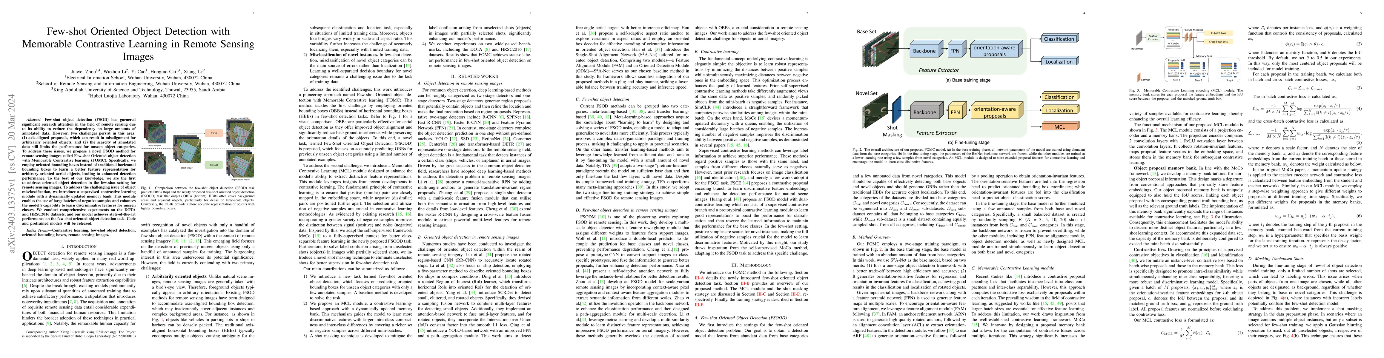 Thumbnail for Few-shot Oriented Object Detection with Memorable Contrastive Learning
  in Remote Sensing Images