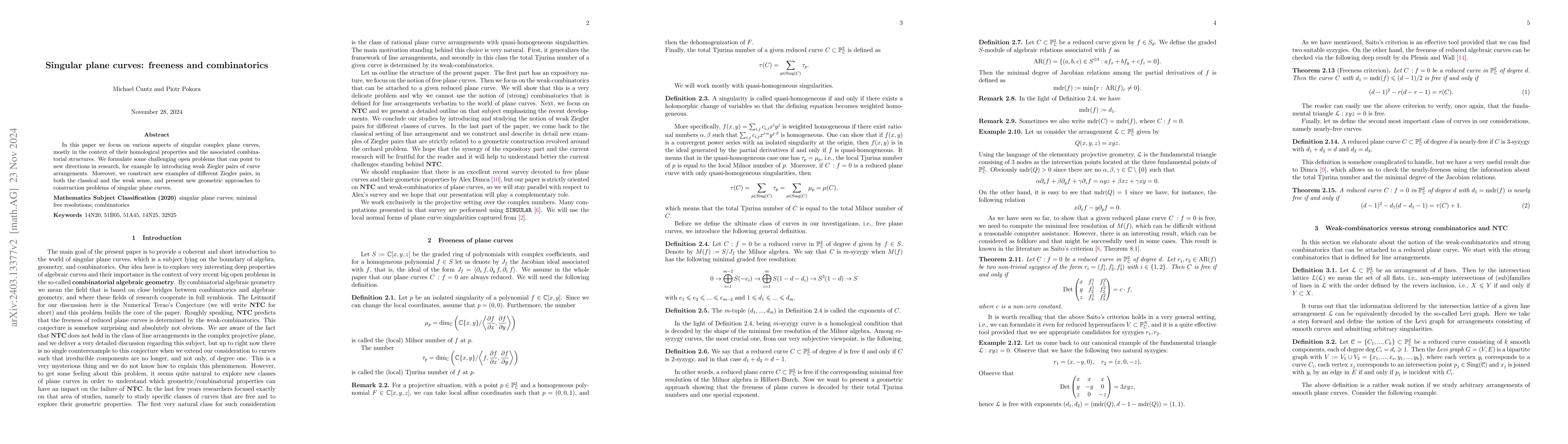 Thumbnail for Singular plane curves and their interplay with algebra and combinatorics