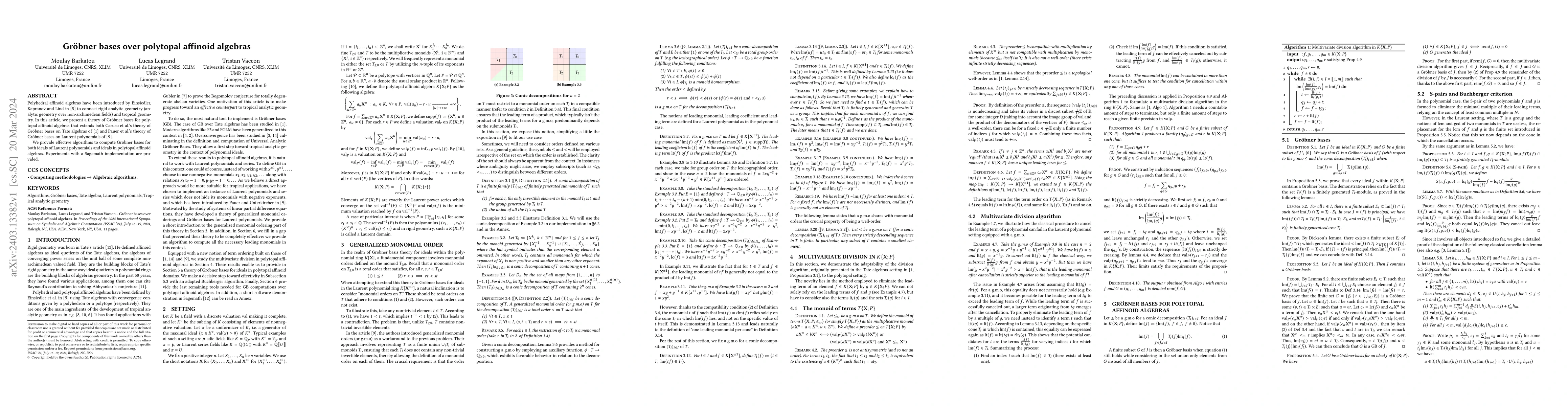 Thumbnail for Gr{\"o}bner bases over polytopal affinoid algebras