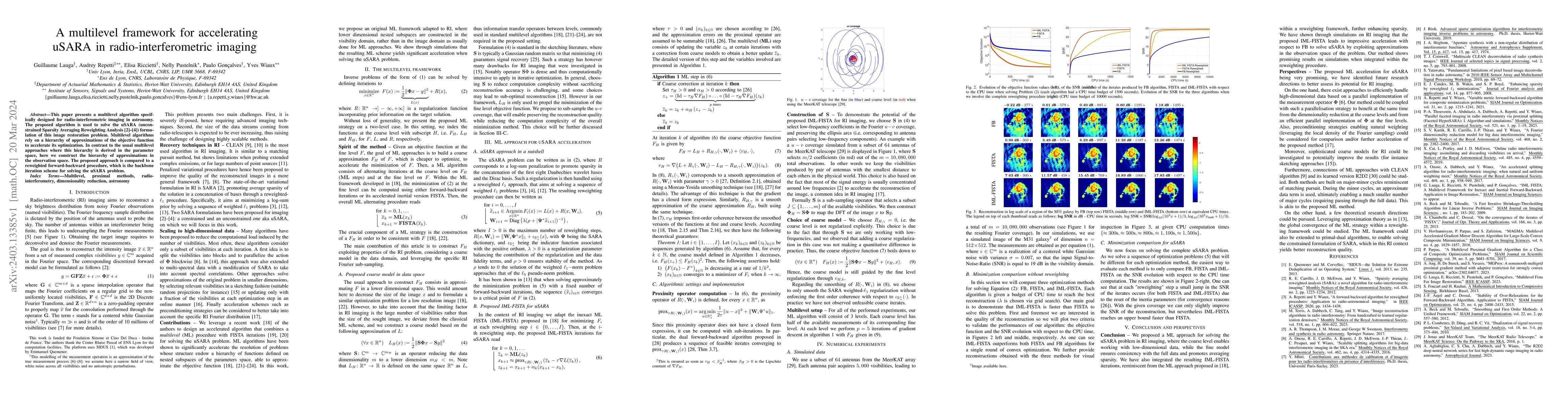 Thumbnail for A multilevel framework for accelerating uSARA in radio-interferometric
  imaging