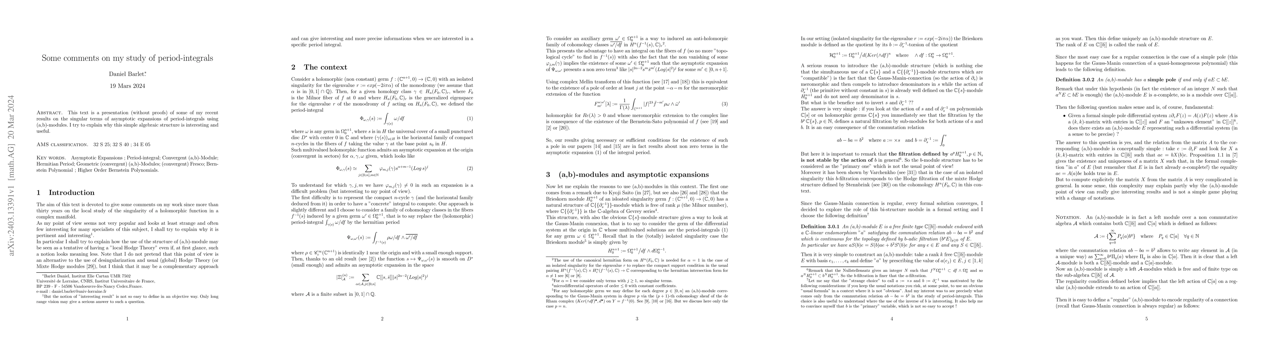 Thumbnail for Some comments on my study of period-integrals