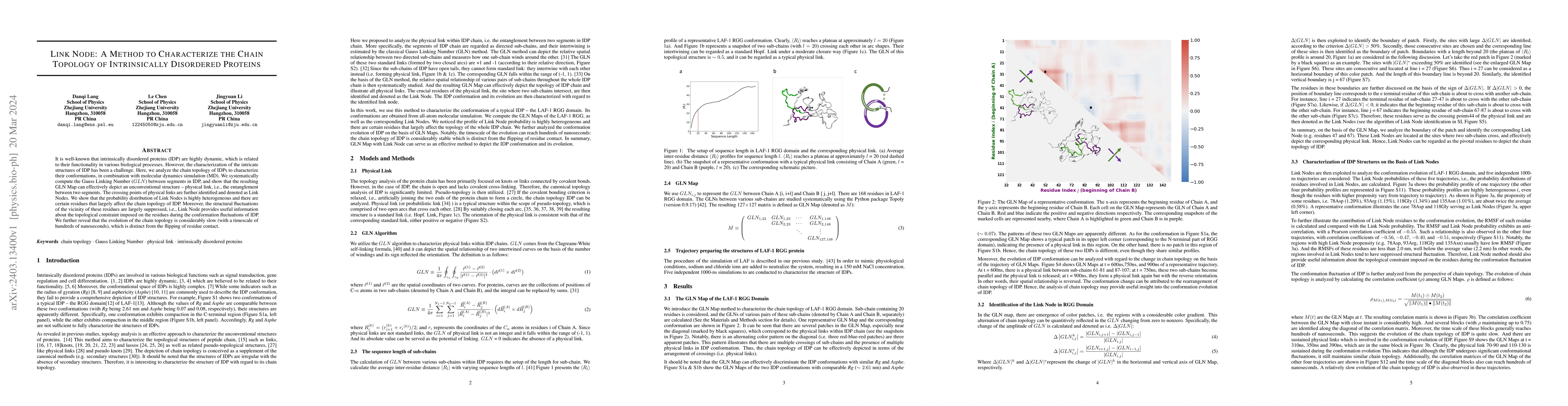 Thumbnail for Link Node: A Method to Characterize the Chain Topology of Intrinsically
  Disordered Proteins