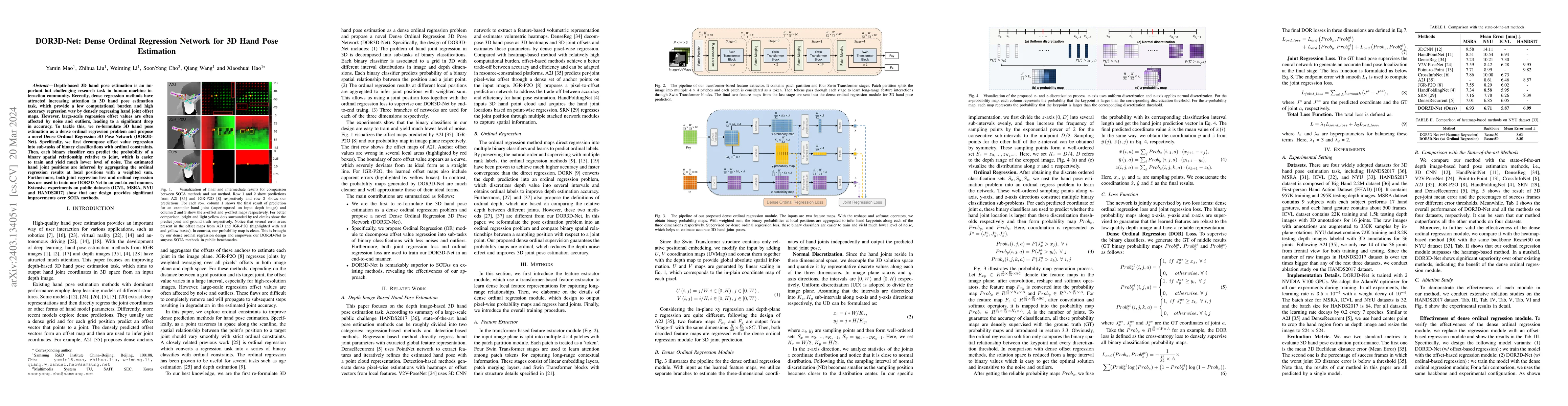 Thumbnail for DOR3D-Net: Dense Ordinal Regression Network for 3D Hand Pose Estimation